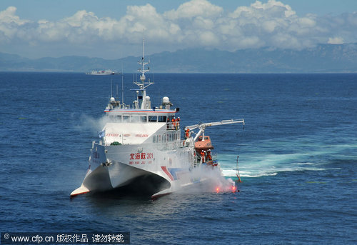 Chinese search and rescue life-boat in training